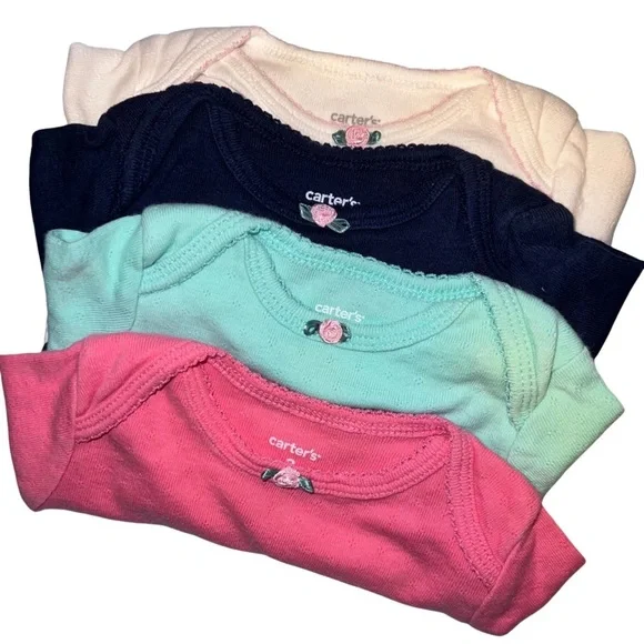 GIFTED/DONATED Carters solid baby girl infant bodysuit set 3M - Picture 3 of 5